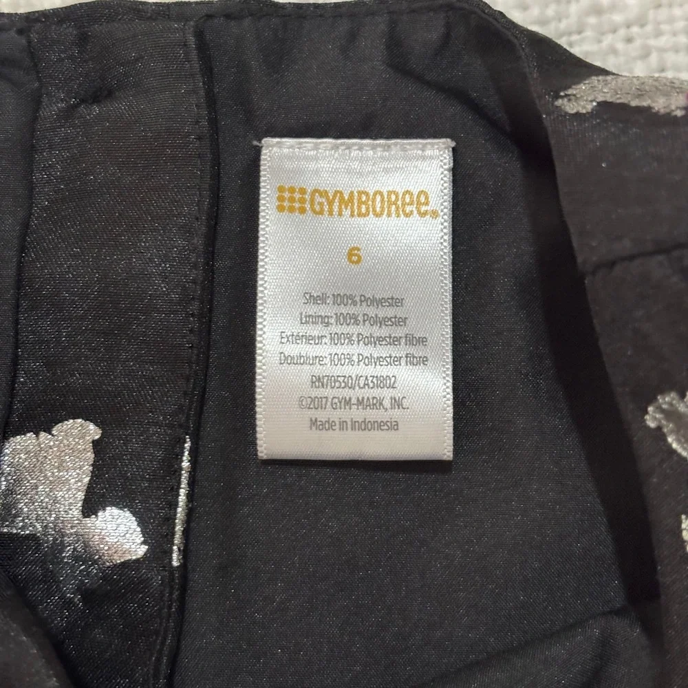 Gymboree Girls Black Silver Metallic Scottie Dog Party Dress Size 6 Holiday Bow